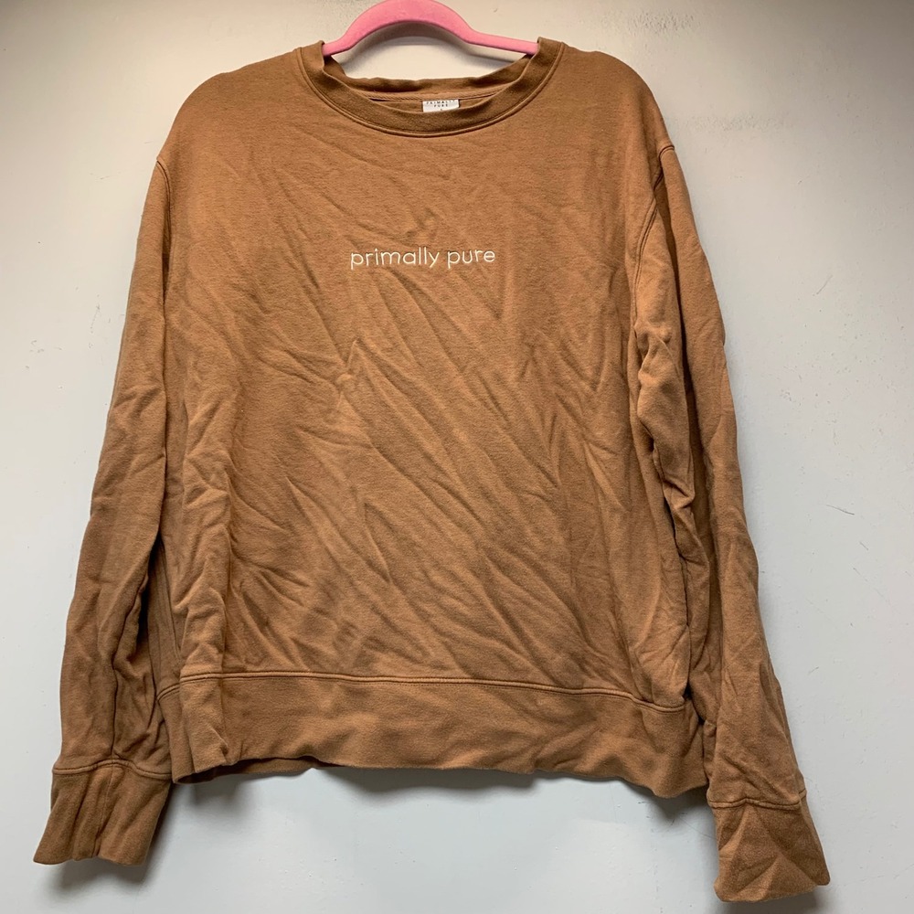 Primally Pure Sweatshirt Womens L Brown Excellent Bamboo Organic Cotton Pullover